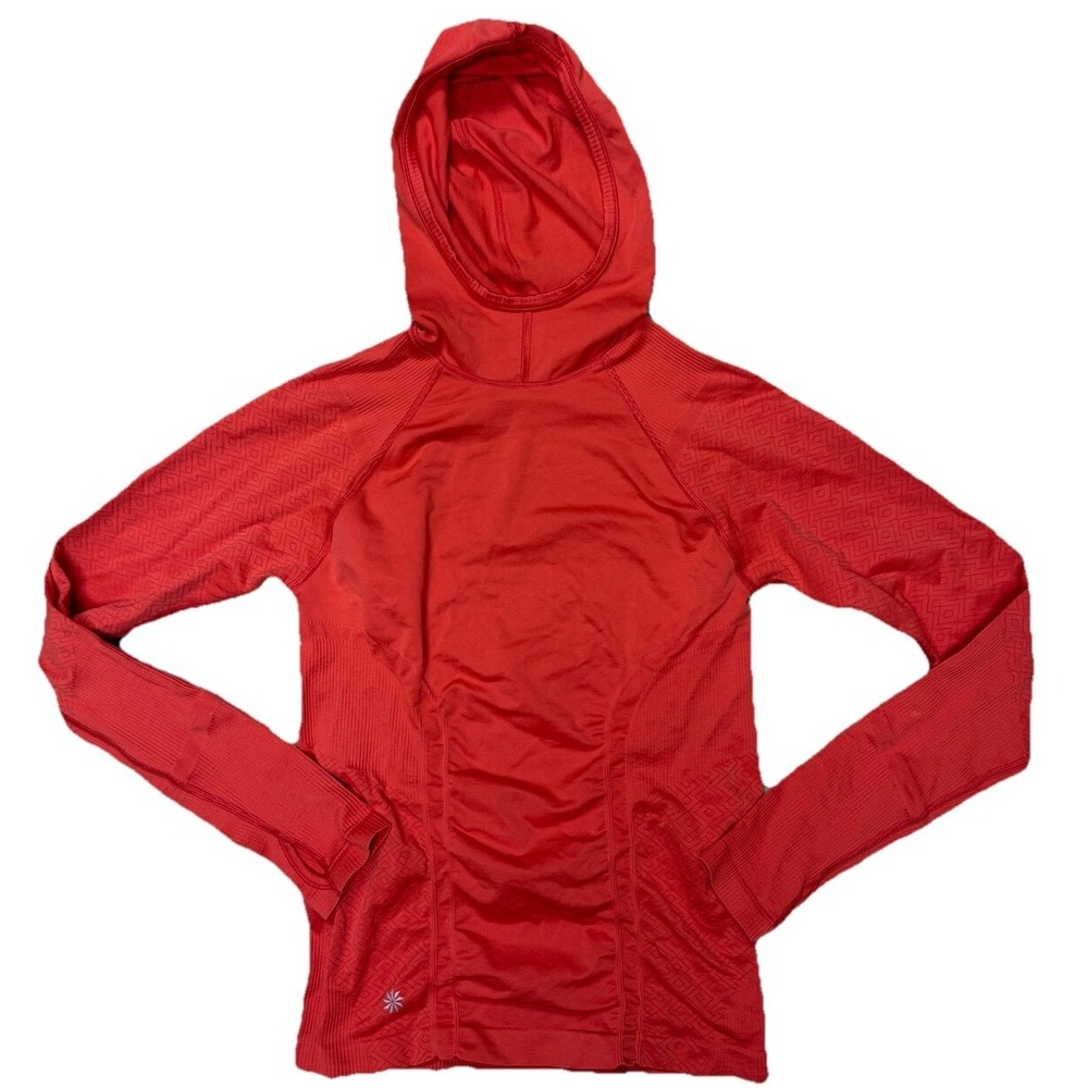Athleta Hoodie Size M Pullover Long Sleeve Orange Running Stretch Tracker